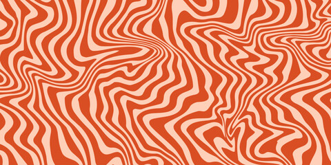 Retro groovy background. Wavy vintage psychedelic wallpaper. Trippy pattern, cover, poster in 60s or 70s style. Liquid hippie texture. Vector