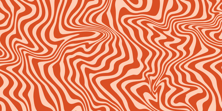 Retro groovy background. Wavy vintage psychedelic wallpaper. Trippy pattern, cover, poster in 60s or 70s style. Liquid hippie texture. Vector