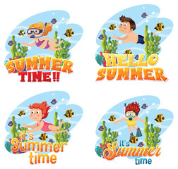 Obraz premium Summer kid swimming underwater