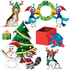 Set of Christmas element