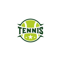 Modern professional tennis logo with ball. Sport badge for team, championship or league. Vector illustration