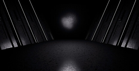 Futuristic Metallic Basement Underground Hall Light Grey Illustrative Banner Background Wallpaper SciFi Concept