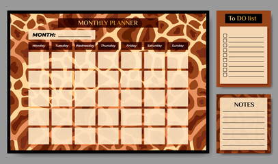 Monthly planner with To Do list on giraffe backdrop. © Iuliia Savko