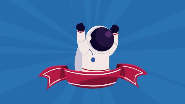 astronaut with ribbon frame animation