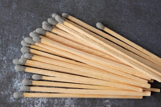 Long Wood Stick Matches on Gray Background