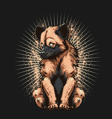 Ferocious Hyeena sitting waiting for its prey