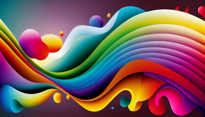 A Multicolored Rainbow Waves Abstract Background, Generative AI, Illustration, This abstract background features a beautiful display of multicolored rainbow waves, creating a playful.