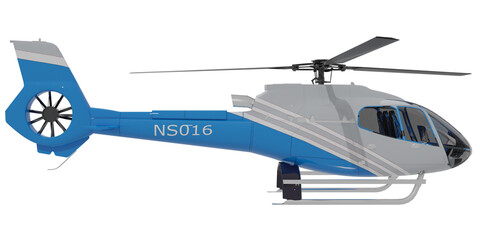 Helicopter aircraft civilian 3d render illustration isolated concept aviation