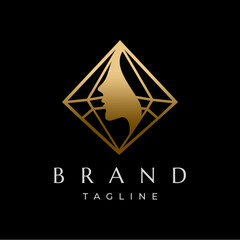 Diamond with Beauty Face Logo Design