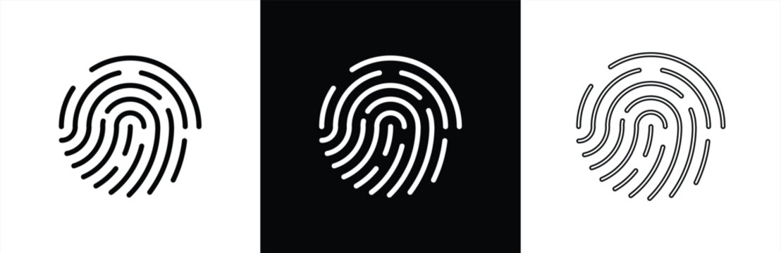 Fingerprint icon set. Fingerprint identification icon for apps and websites. Vector illustration.