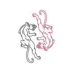 vector illustration of two panther concept
