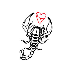 vector illustration of a scorpion and a heart