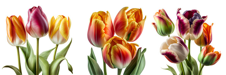 beautiful tulips on a transparent background. generative AI