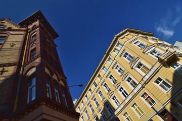 Fototapeta na wymiar Low angle view of historical buildings in Poznan