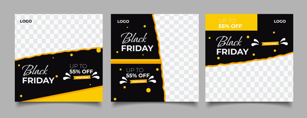 Black friday super sale social media banner template 