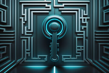 Secret key concept for multi sig wallet in blockchain for secure encrypted transactions. Generative AI