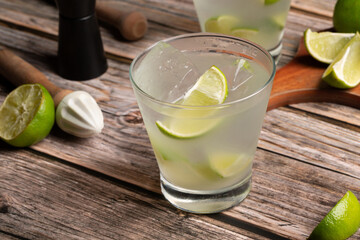 Caipirinha cocktail classic Brazilian cachaça, lime and sugar refreshing drink 