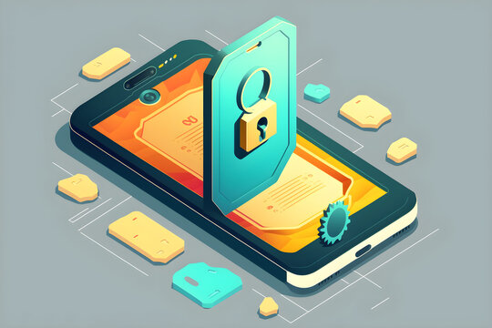 Two factor secure phone authentication with secure digital key for login without password concept illustration. Generative AI