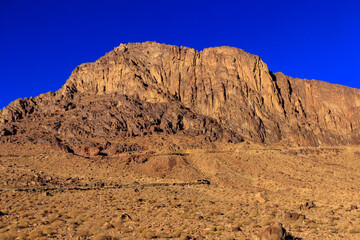 View of the rocky Sinai mountains and desert in Egypt