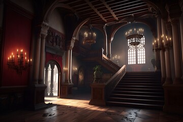castle hallway created using AI Generative Technology