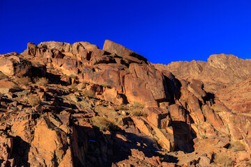 View of the rocky Sinai mountains and desert in Egypt
