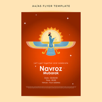 Vector illustration of Navroz Mubarak Invitation mockup Template