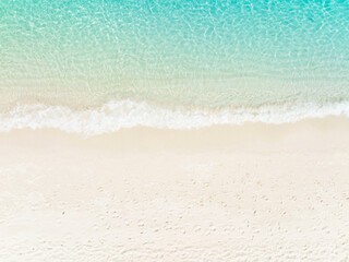 The tropical Summer with wave water as white sand beach background - obrazy, fototapety, plakaty