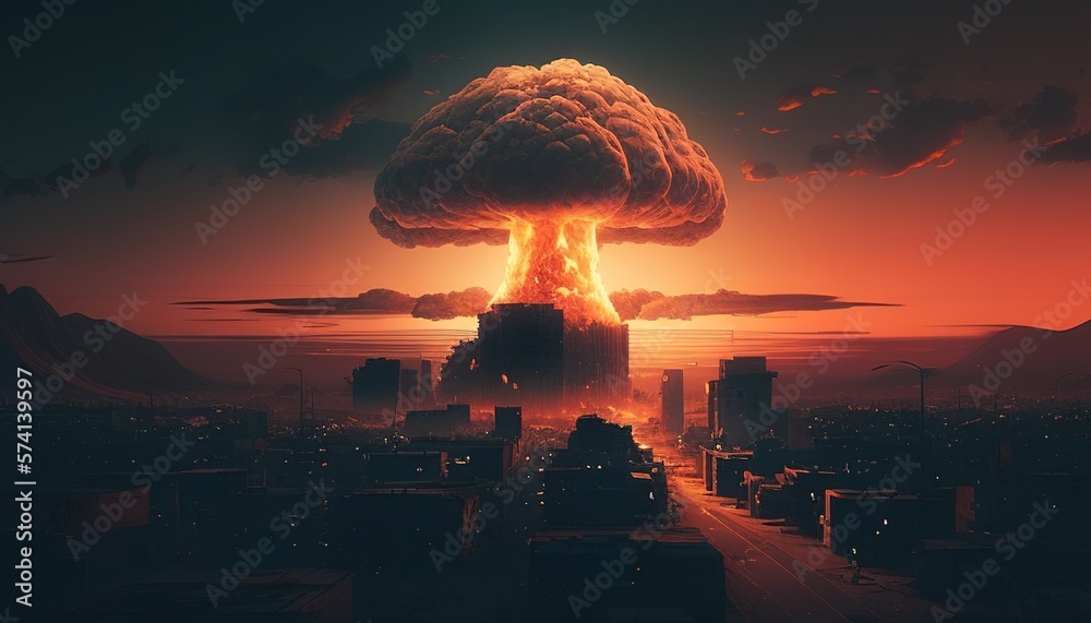 Wall mural Devastating moment of nuclear bomb impact