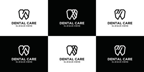 Dentistry clinic logo design with abstract dental logo geometric lines creative design