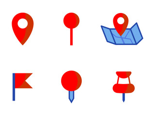 Location pin collection. Pointer icon for pin on the map to show the location. Vector resources