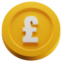 Pound Sterling Gold Coin 3d Illustration. United Kingdom Currency Symbol. European Money Sign.