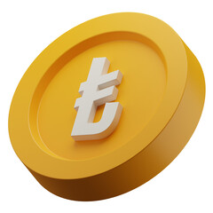 Turkish Lira Gold Coin 3d Illustration. Turkish Currency Symbol. European Money Sign.