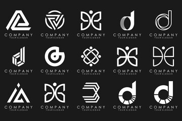 abstract letter D logo icon set. design for business of luxury, elegant, simple.