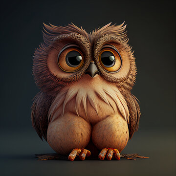 Realistic Cute Owl Monster
