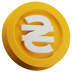 Ukrainian Hrvynia Gold Coin 3d Illustration. Ukrainian Currency Symbol. European Money Sign.