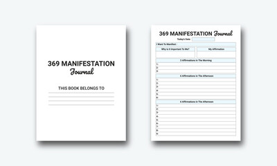 369 Manifestation Journal logbook planner template design for Low content KDP interior - obrazy, fototapety, plakaty