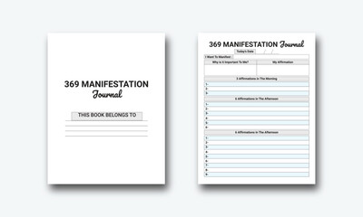 369 Manifestation Journal logbook planner template design for Low content KDP interior