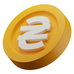 Ukrainian Hrvynia Gold Coin 3d Illustration. Ukrainian Currency Symbol. European Money Sign.
