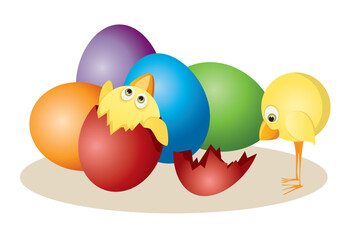 Easter eggs and chickens