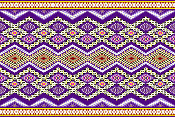 Ethnic geometric oriental traditional with colorful floral and elements seamless pattern. designed for background, wallpaper, clothing, wrapping, fabric, Batik, decorating, embroidery style, vector il
