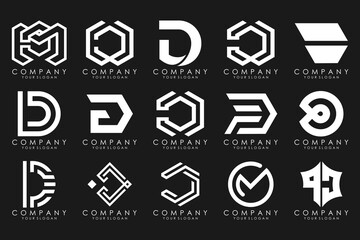 abstract letter D logo icon set. design for business of luxury, elegant, simple.