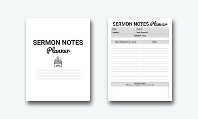 Sermon Notes Planner logbook planner template design for Low content KDP interior