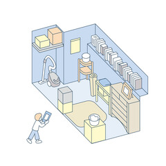 建物内の収納部屋。さまざまなものを買い置きする