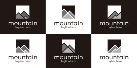 logo design mountain set icon vector illustration