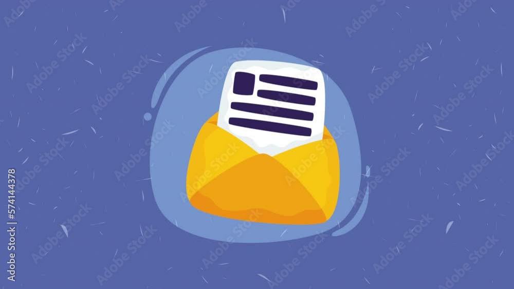 Sticker envelope mail with document animation