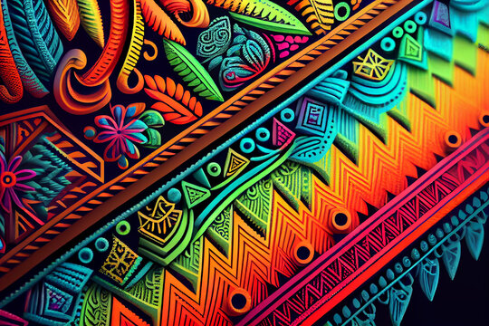 ethnic fabric pattern, African tribal pattern in colorful, Generative AI