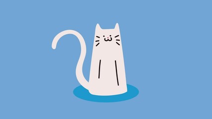 cute white cat seated character