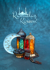 Creative Ramadan Kareem vertical design, Ramadan Mubarak and Eid iftar concept photo, Colourful...