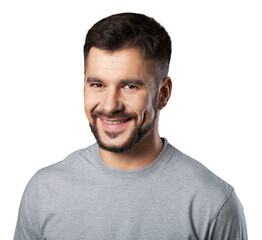 Fototapeta premium Portrait of a smiling man with a gray shirt