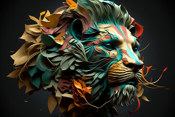 Abstract low poly digital art of a lion